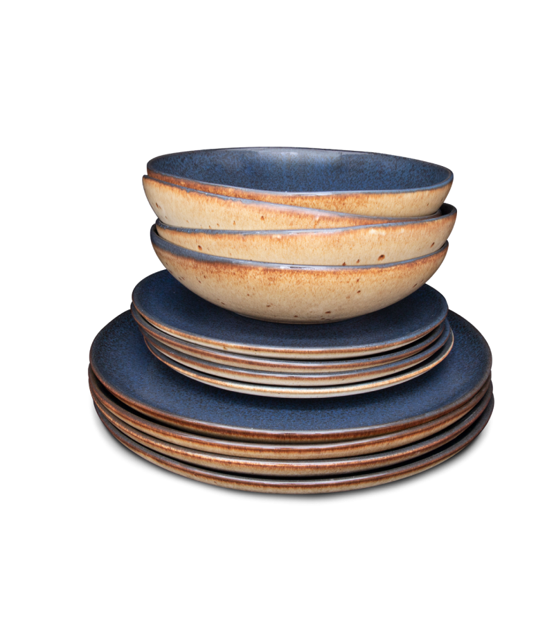 Conjunto 12 Peças com Prato Pasta - Flower Seeds   - terrafina ® stoneware by ceramirupe