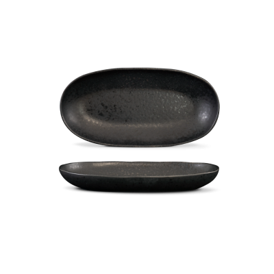 Oval Serving (2 Sizes) - Set of 2  - Black Stone