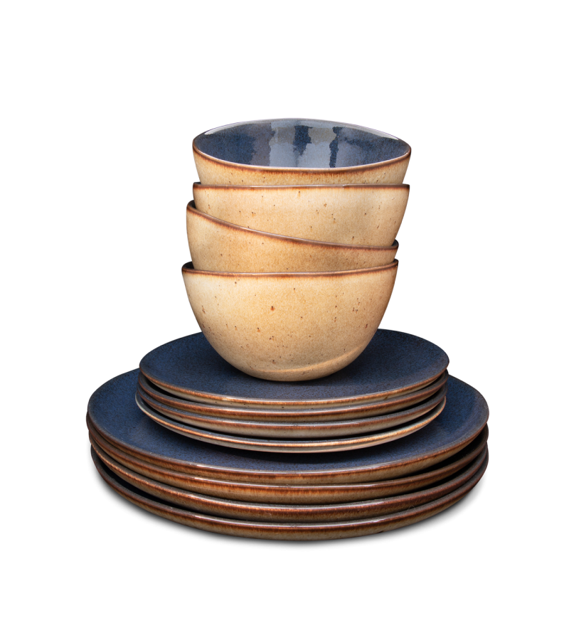 Conjunto 12 Peças com Taça Cereais - Flower Seeds   - terrafina ® stoneware by ceramirupe