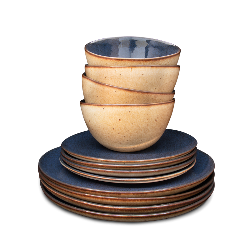 Conjunto 12 Peças com Taça Cereais - Flower Seeds   - terrafina ® stoneware by ceramirupe