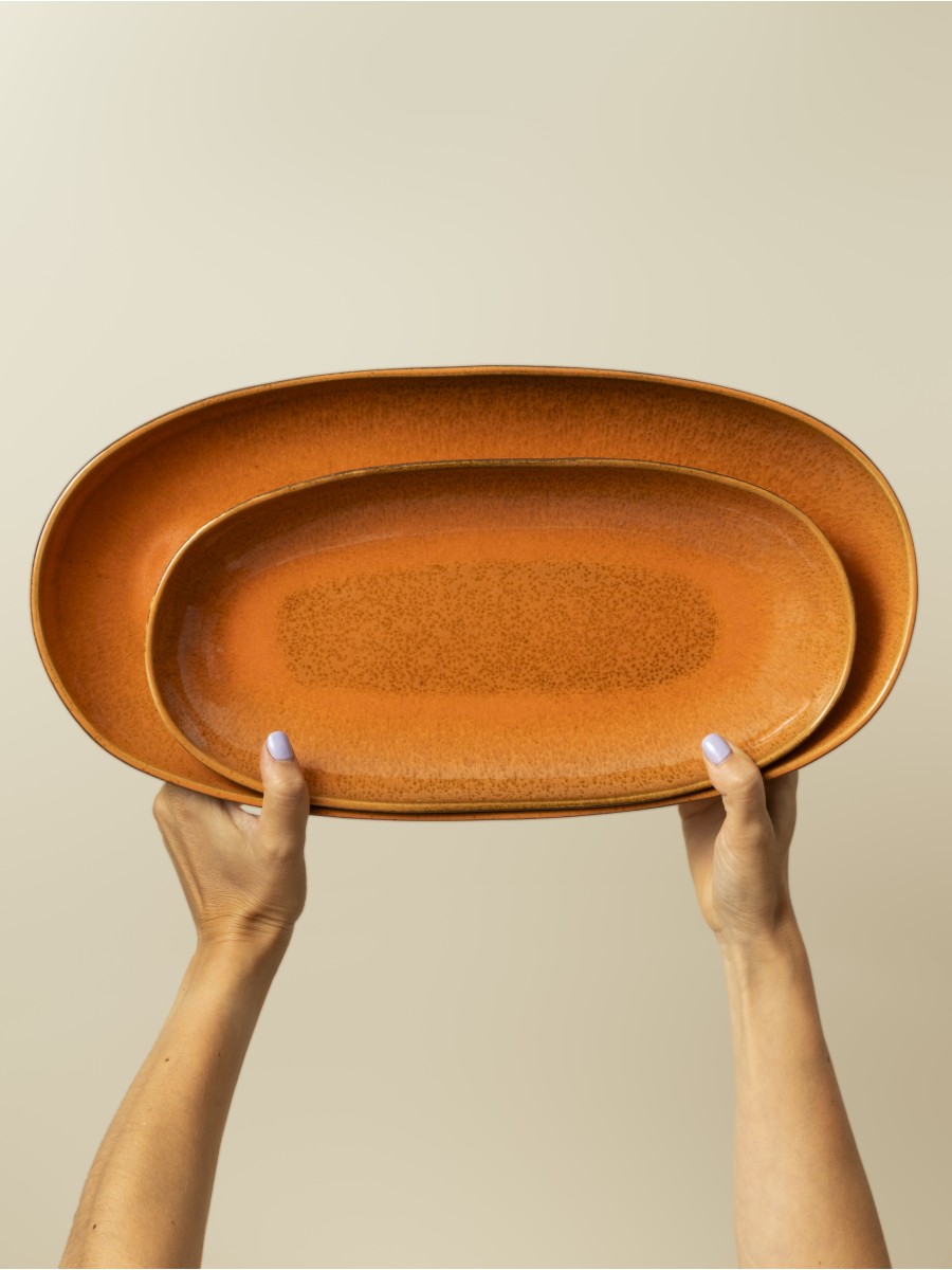 Oval Serving (2 Sizes) - Set of 2  - Flower Seeds