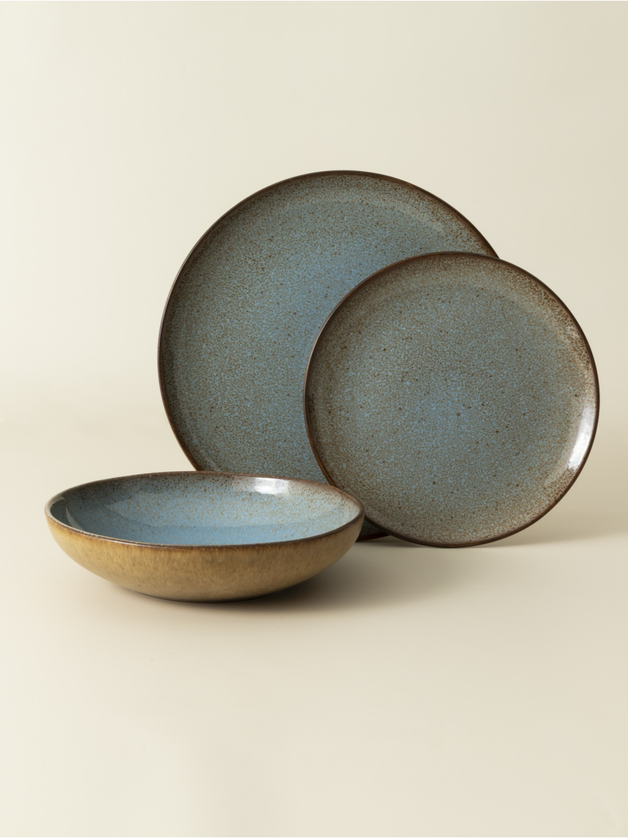 Ensemble 12 pièces avec assiette à pâtes  - Flower Seeds