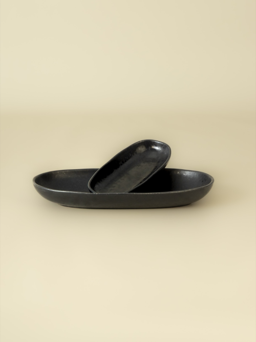 Plat ovale (2 tailles) - Lot de 2 - Black Stone
