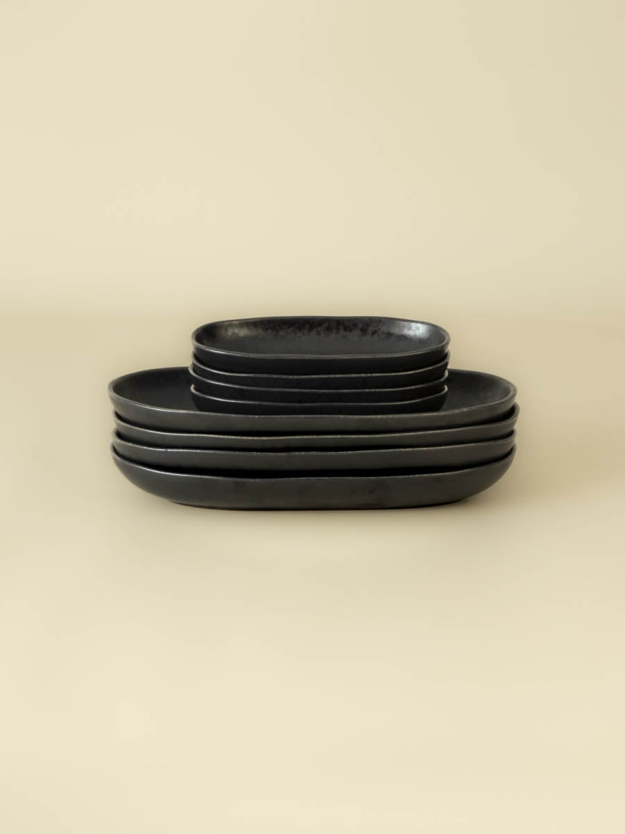 Oval Serving (2 Sizes) - Set of 2  - Black Stone