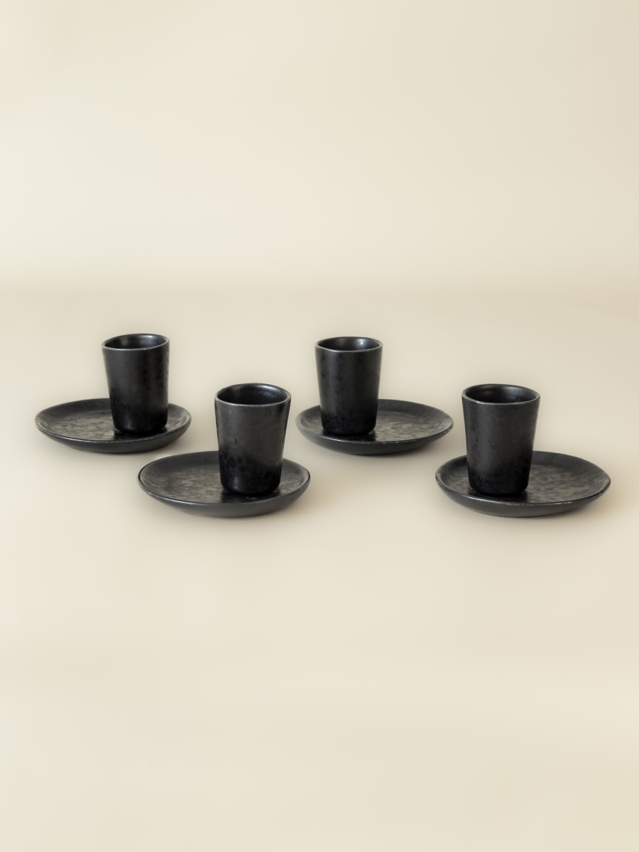 Vaso y platillo para espresso - Black Stone