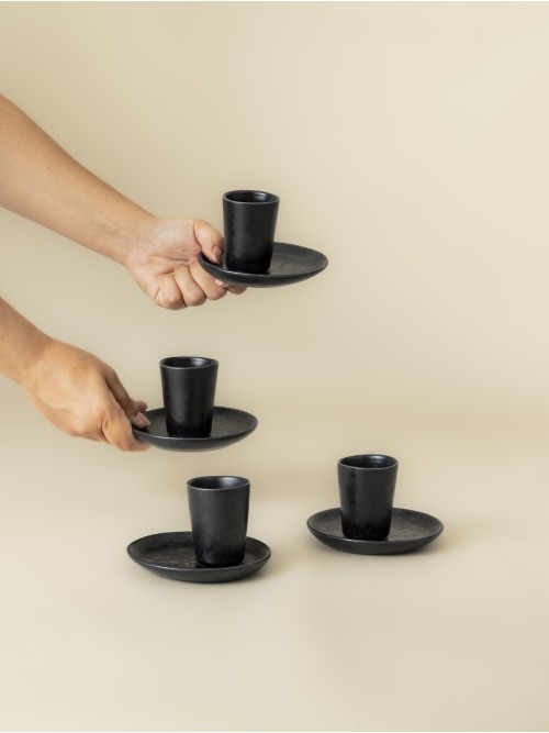 Espresso Cup & Saucer - Black Stone
