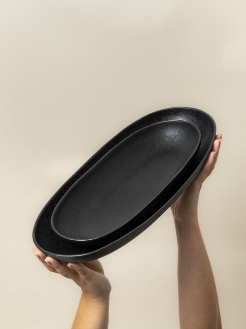 Set de Assiette à gateaux (sur pied) - Black Stone