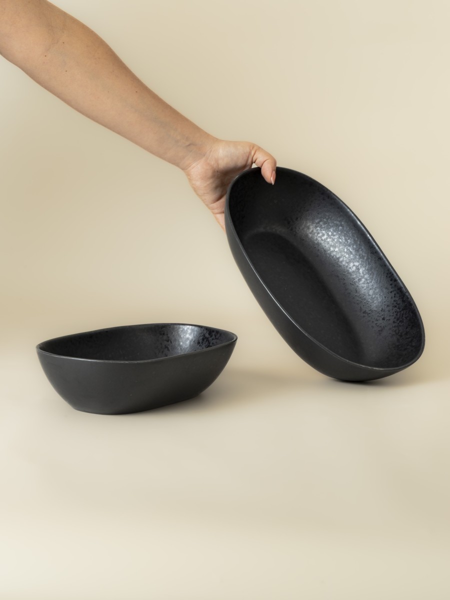 Travessas Ovais Fundas Conjunto 2 - Black Stone
