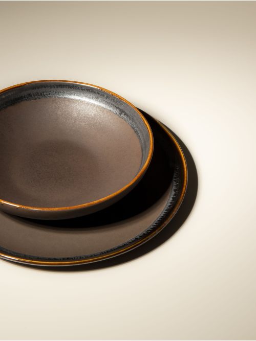 Ensemble 12 pièces avec assiette à pâtes  - Coffee