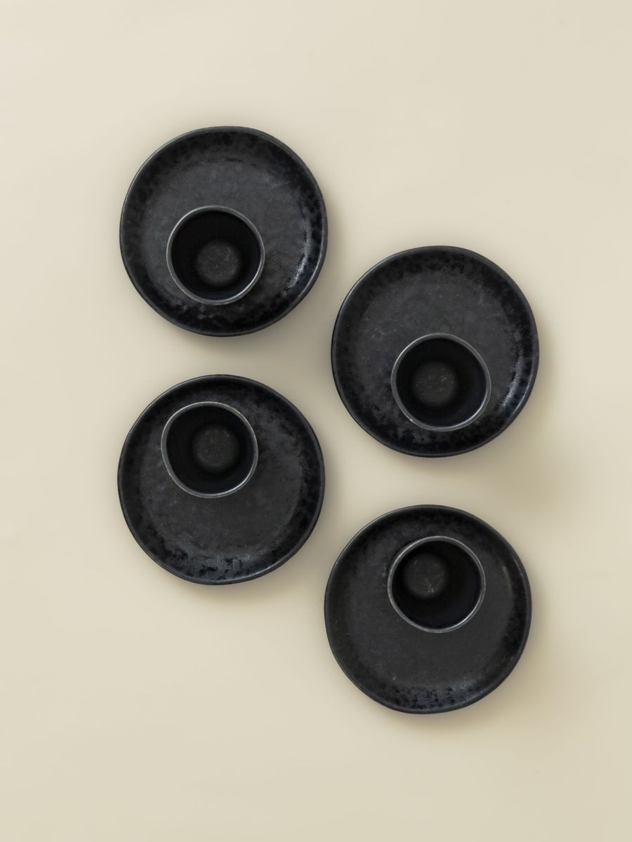 Vaso y platillo para espresso - Black Stone