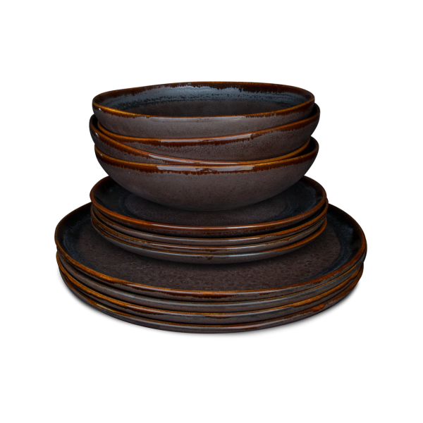 Conjunto 12 Peças com Prato Pasta - Coffee - terrafina ® stoneware by ceramirupe