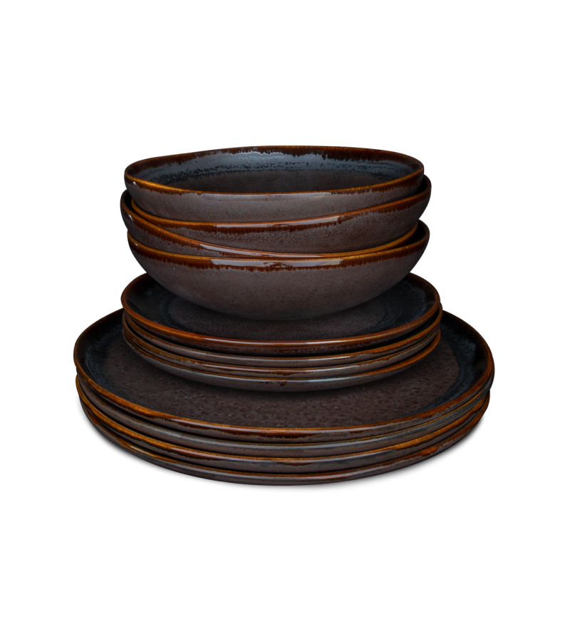 Conjunto 12 Peças com Prato Pasta - Coffee - terrafina ® stoneware by ceramirupe