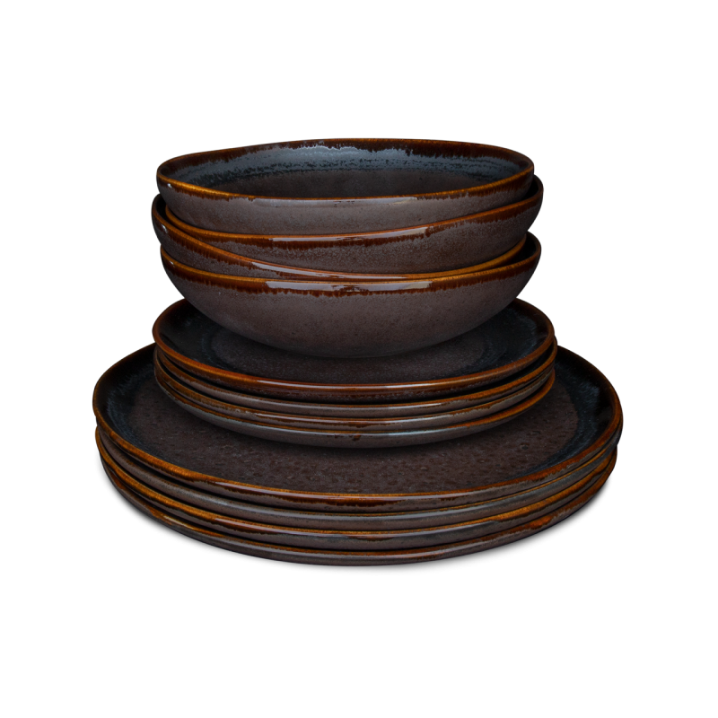 Conjunto 12 Peças com Prato Pasta - Coffee - terrafina ® stoneware by ceramirupe